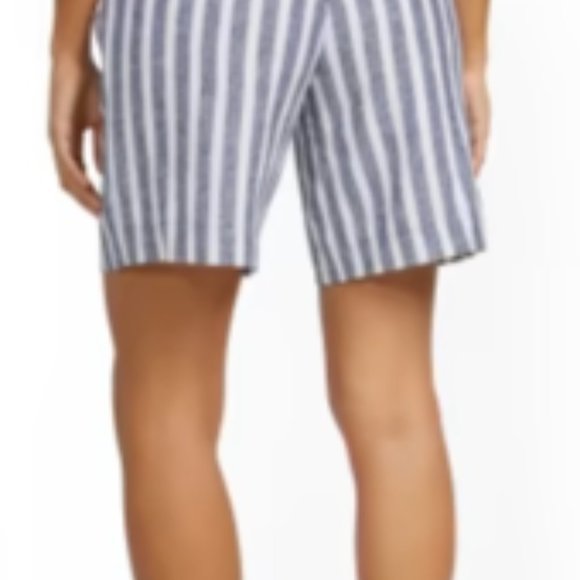 NWT LINEN-BLEND NAUTICAL STRIPE TIE-WAIST JACKET & HIGH-WAISTED SHORT - Picture 12 of 12